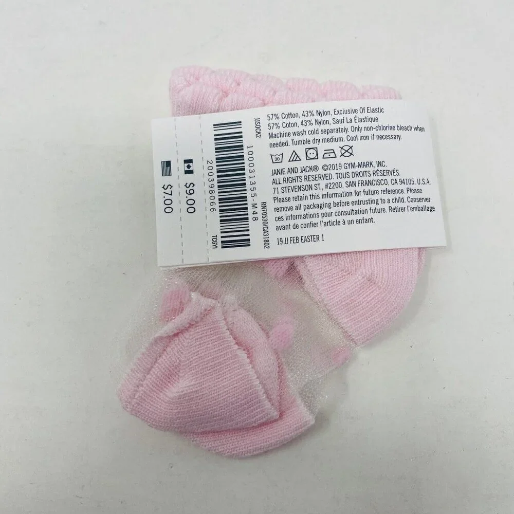 Janie and Jack Baby Girls 3-6 Months Sheer Polka Dot Ankle Socks in Light Pink